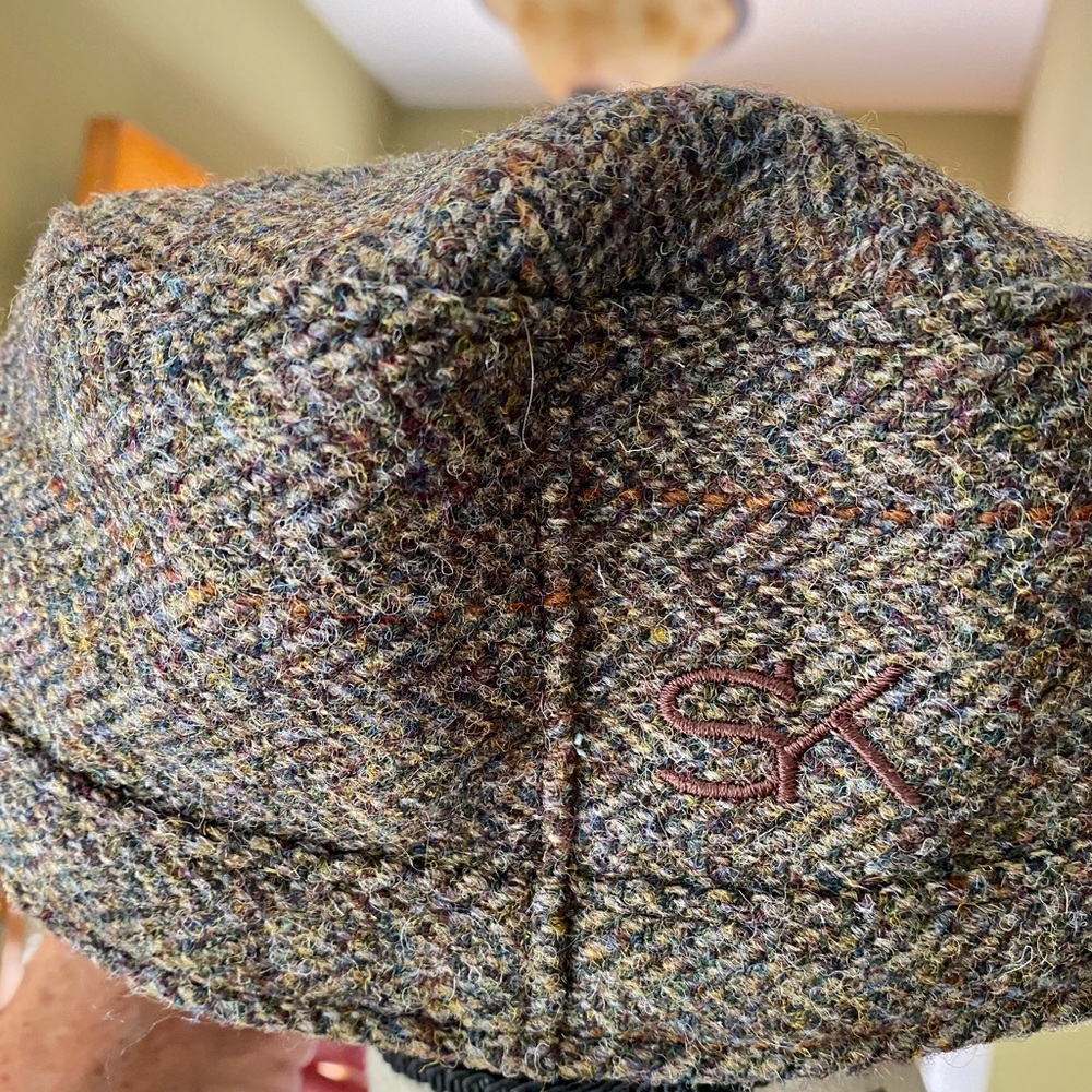 NWOT Stormy Kromer Wool Harris tweed Flat cap herringbone-brown/gray/blue/gold - Picture 8 of 8